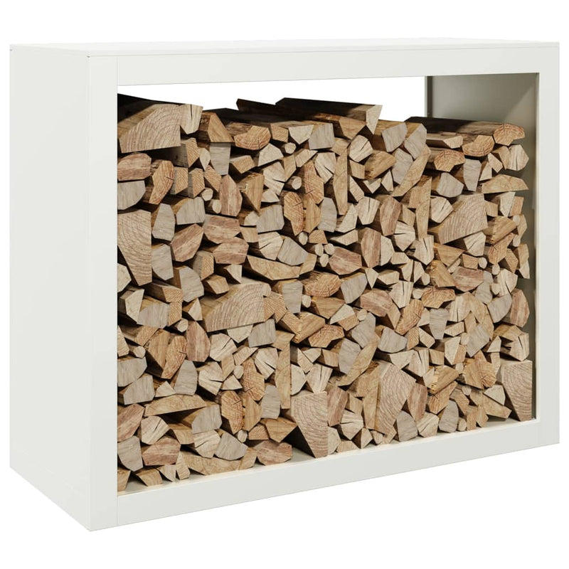 Afbeelding laden in galerijviewer, Vidaxl haardhoutrek 100x40x80 cm staal wit
