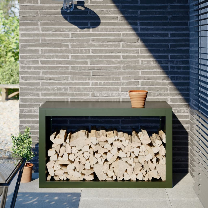 Afbeelding laden in galerijviewer, Vidaxl haardhoutrek 100x40x60 cm staal groen
