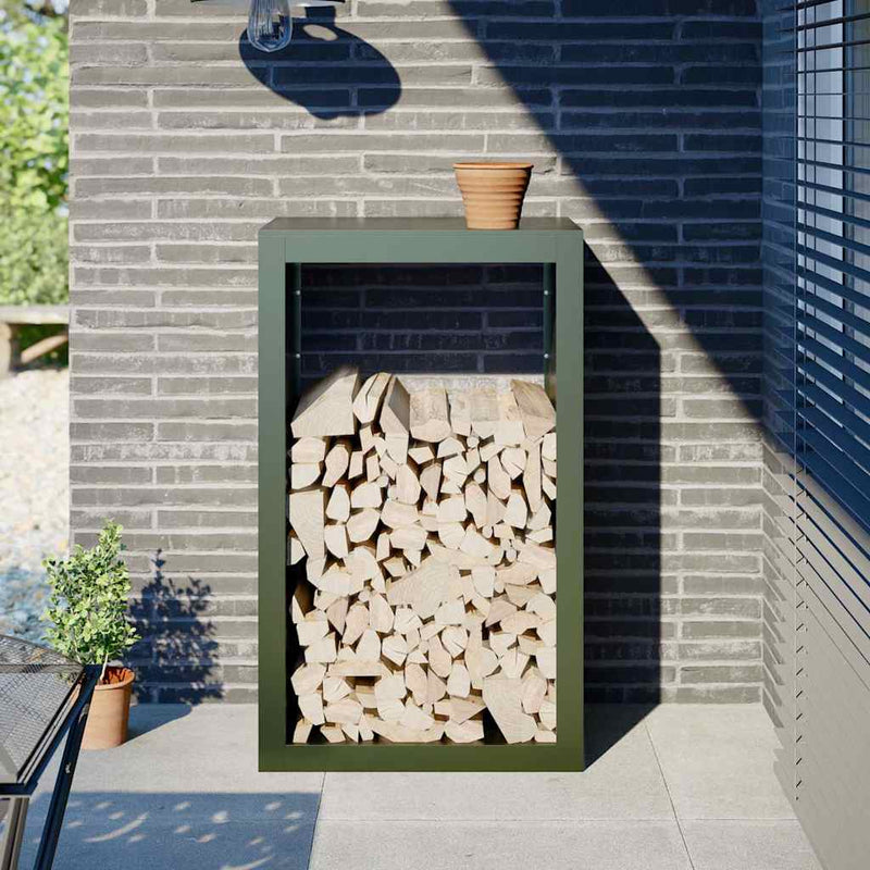Afbeelding laden in galerijviewer, Vidaxl haardhoutrek 60x40x100 cm staal groen
