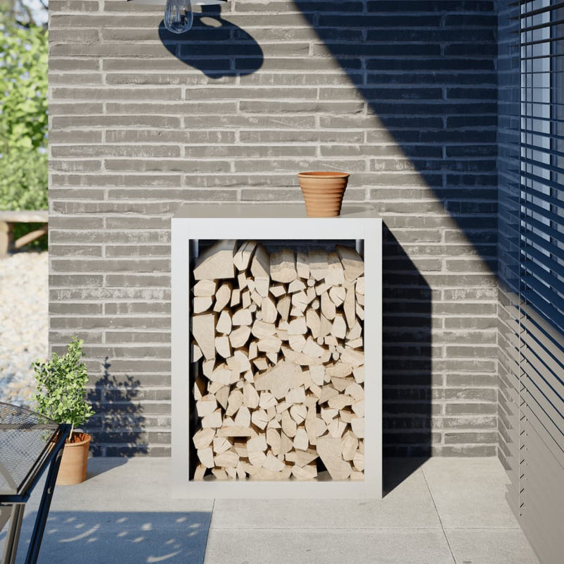 Afbeelding laden in galerijviewer, Vidaxl haardhoutrek 60x40x80 cm staal wit
