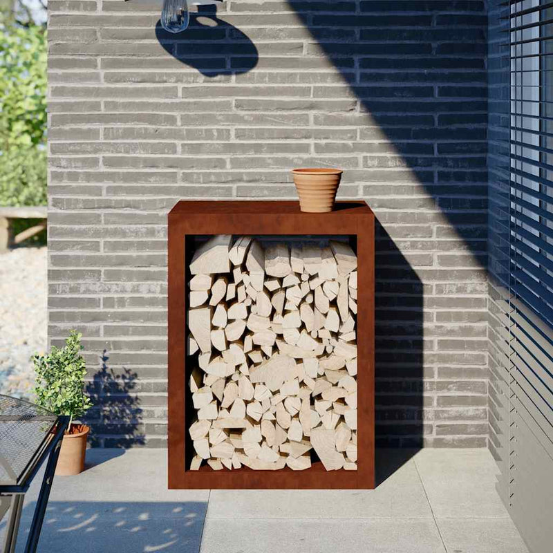 Afbeelding laden in galerijviewer, Vidaxl brandhoutrek 60x40x80 cm weervast staal

