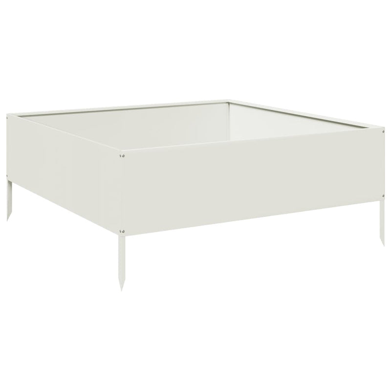 Afbeelding laden in galerijviewer, Vidaxl plantenbak verhoogd 100x100x25 cm staal wit
