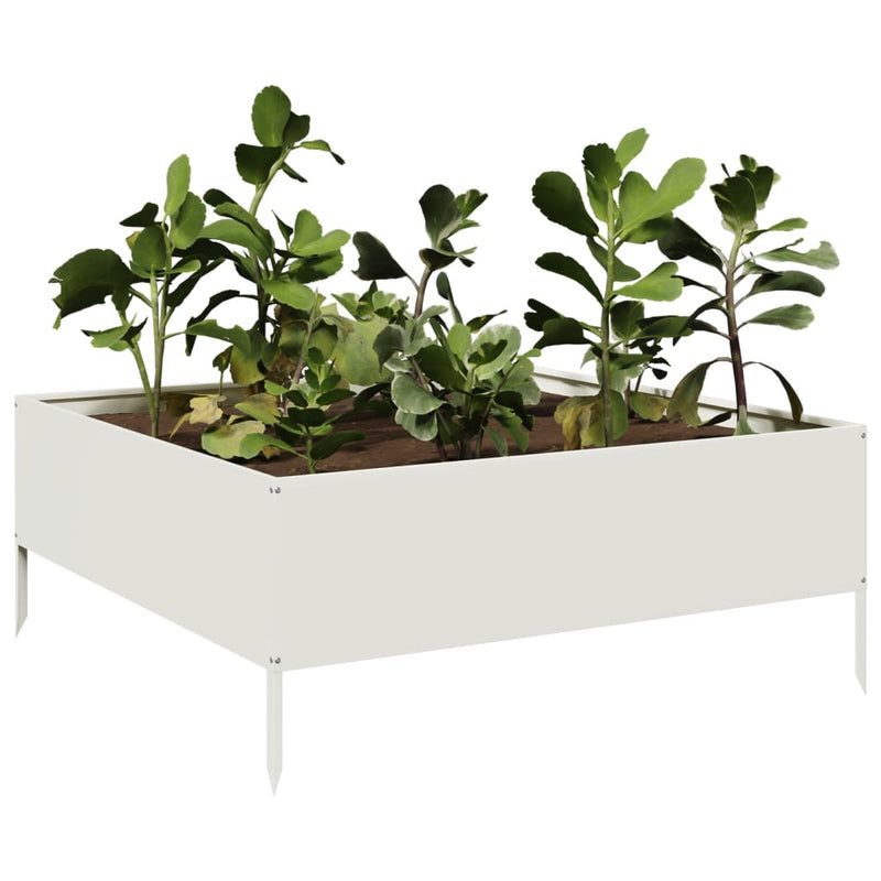 Afbeelding laden in galerijviewer, Vidaxl plantenbak verhoogd 100x100x25 cm staal wit
