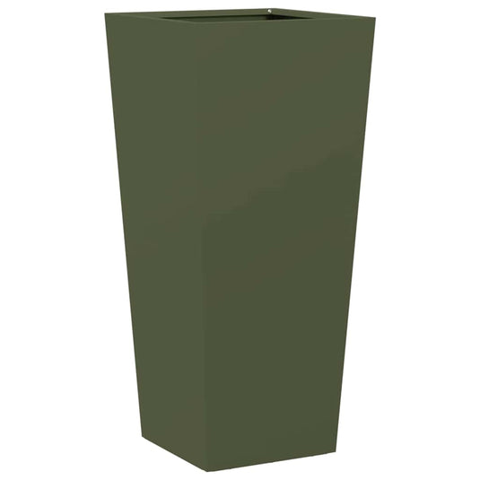 Vidaxl plantenbak 35x35x75 cm staal olijfgroen