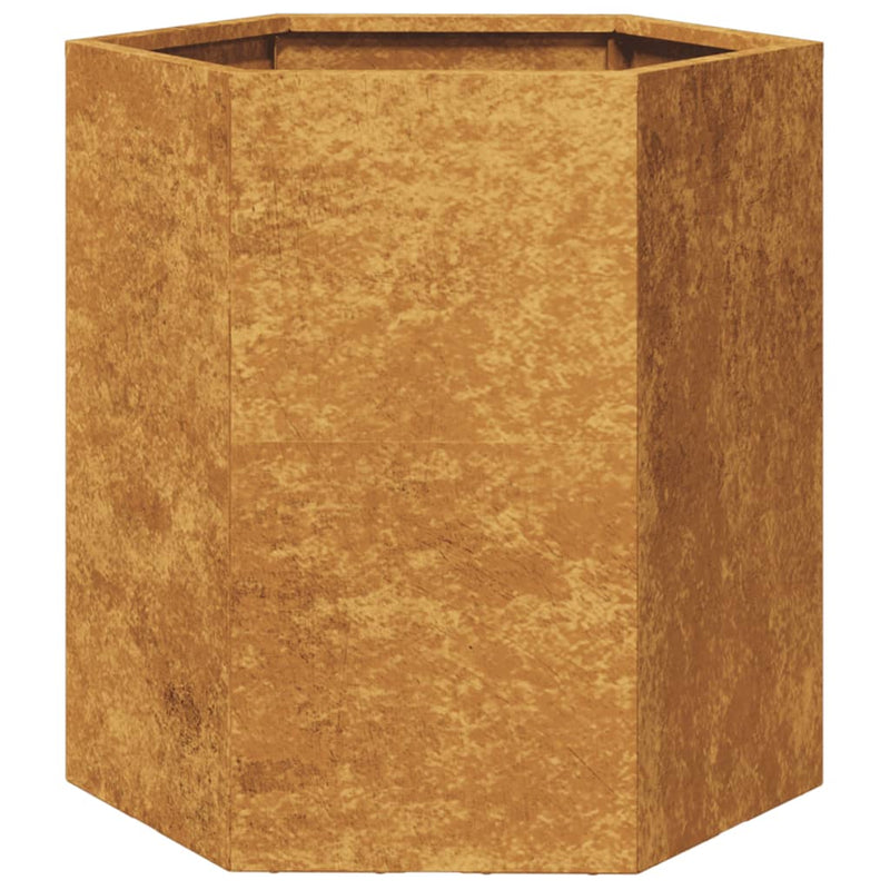 Afbeelding laden in galerijviewer, VidaXL Plantenbak zeshoek 46x40x45 cm cortenstaal
