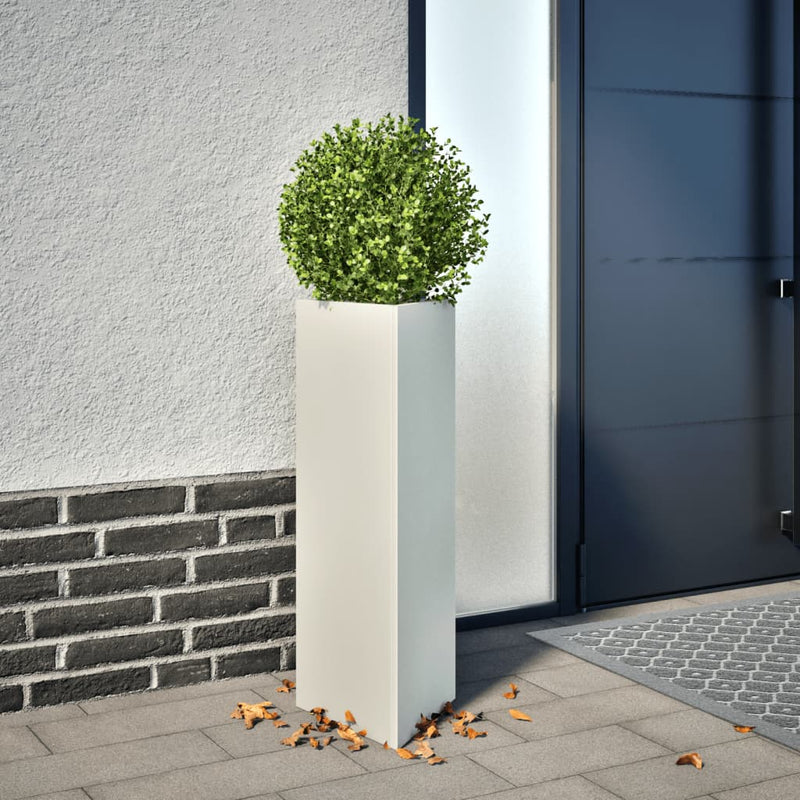 Afbeelding laden in galerijviewer, Vidaxl plantenbak driehoek 30x26x75 cm staal wit
