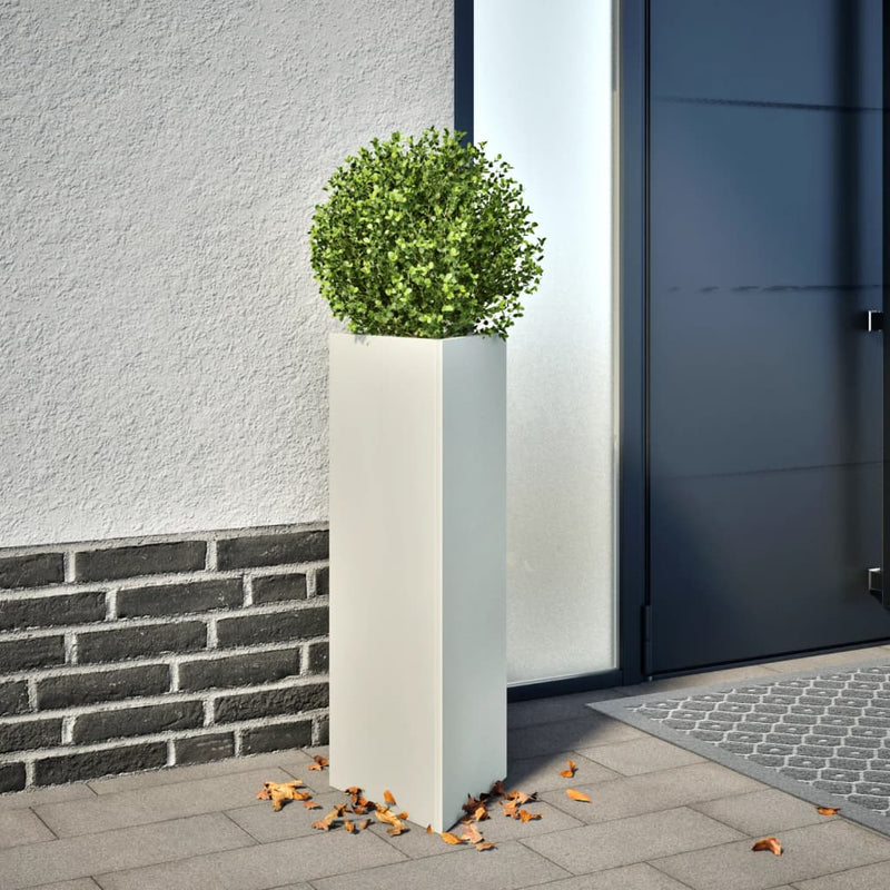 Afbeelding laden in galerijviewer, Vidaxl plantenbakken 2 st driehoek 30x26x75 cm staal wit
