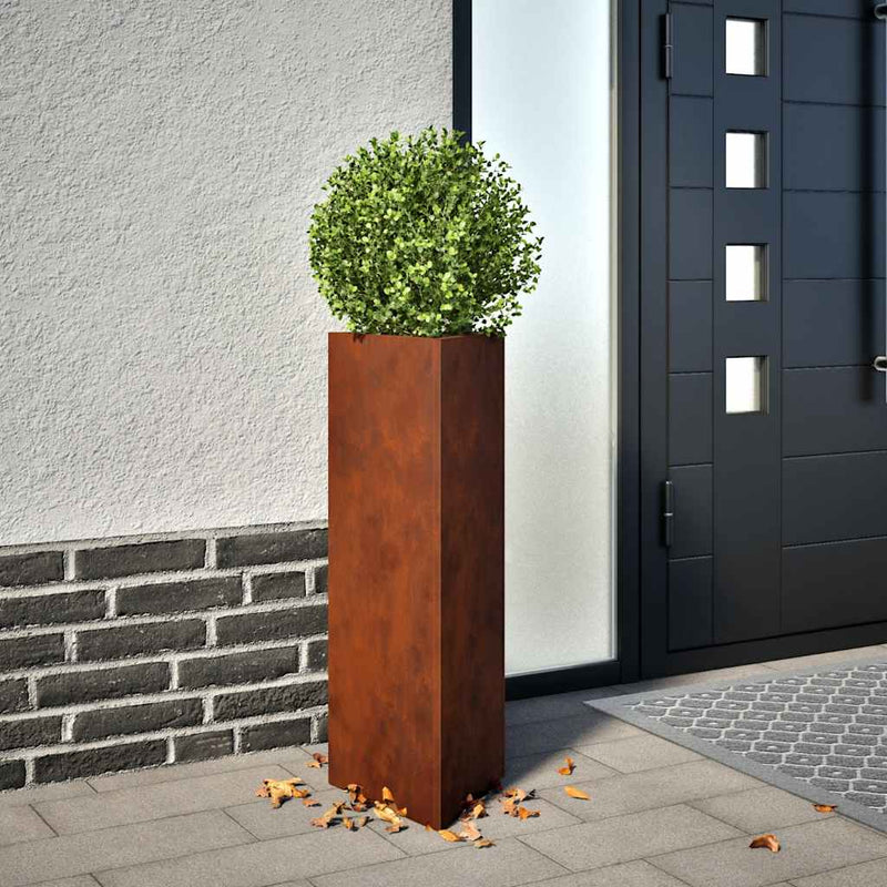 Afbeelding laden in galerijviewer, Vidaxl plantenbakken 2 st driehoekig 30x26x75 cm weervast staal
