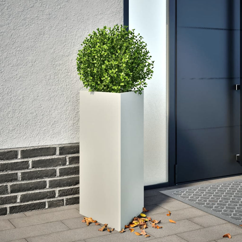 Afbeelding laden in galerijviewer, Vidaxl plantenbak driehoek 40x34,5x70 cm staal wit
