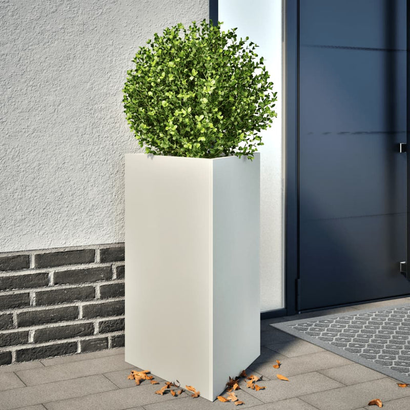 Afbeelding laden in galerijviewer, Vidaxl plantenbak driehoek 50x43x75 cm staal wit
