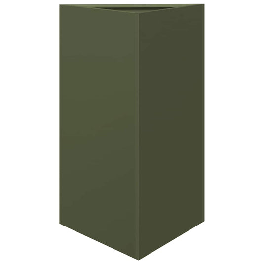 Vidaxl plantenbak driehoek 50x43x75 cm staal olijfgroen