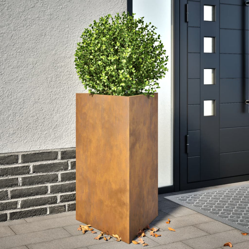 Afbeelding laden in galerijviewer, Vidaxl plantenbak driehoekig 50x43x75 cm weervast staal

