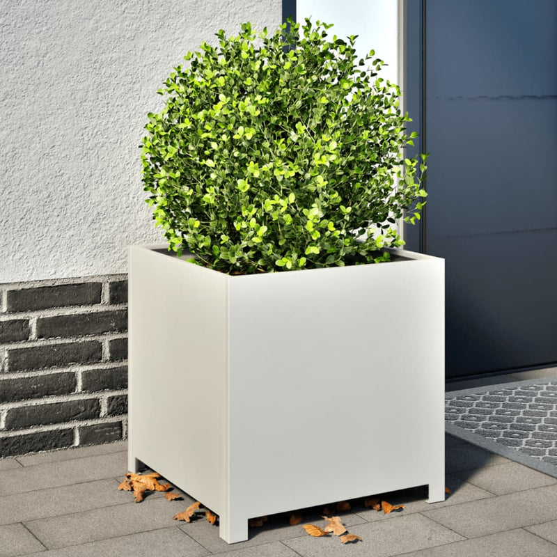 Afbeelding laden in galerijviewer, Vidaxl plantenbak 50x50x50 cm staal wit
