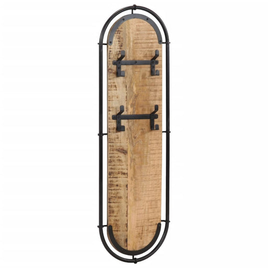 Vidaxl wandkapstokken 2 st met 4 haken massief ruw mangohout
