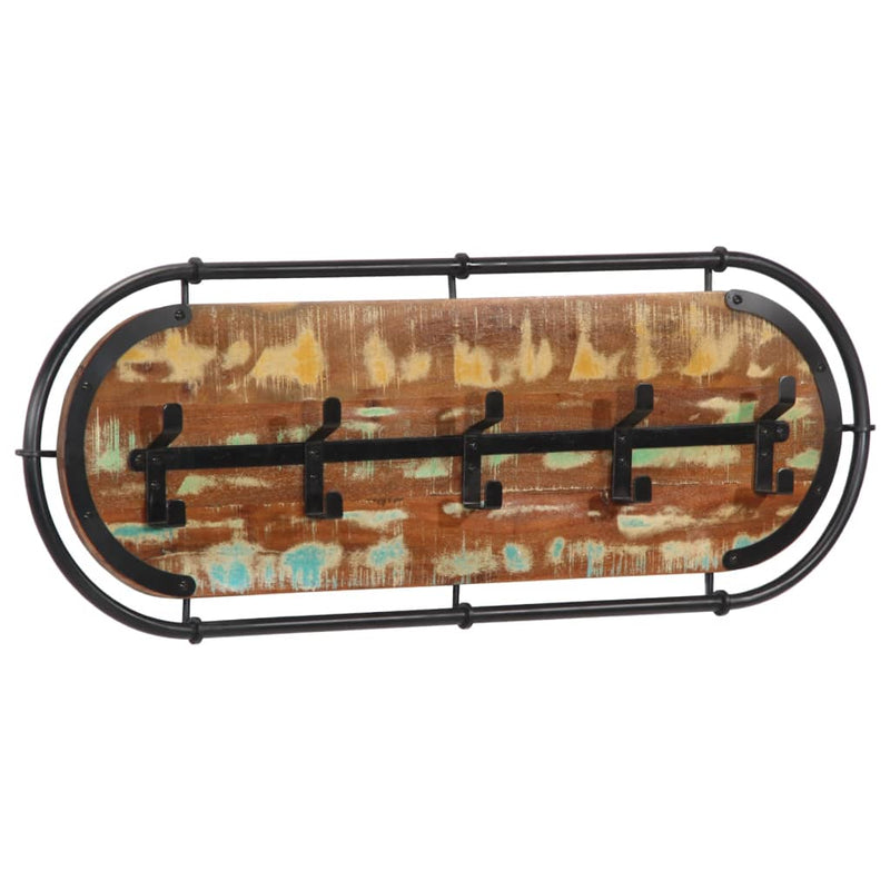 Afbeelding laden in galerijviewer, Vidaxl wandkapstok met 5 haken massief gerecycled hout
