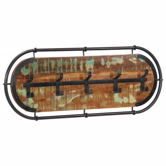 Vidaxl wandkapstok met 5 haken massief gerecycled hout