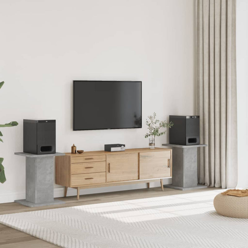 Afbeelding laden in galerijviewer, Vidaxl speakerstandaards 2 st 30x30x60 cm bewerkt hout betongrijs
