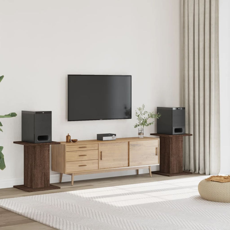 Afbeelding laden in galerijviewer, VidaXL Speakerstandaards 2 st 30x30x60 cm bewerkt hout bruin eiken
