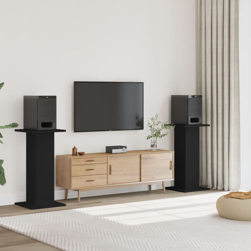 Afbeelding laden in galerijviewer, Vidaxl speakerstandaards 2 st 30x30x80 cm bewerkt hout zwart
