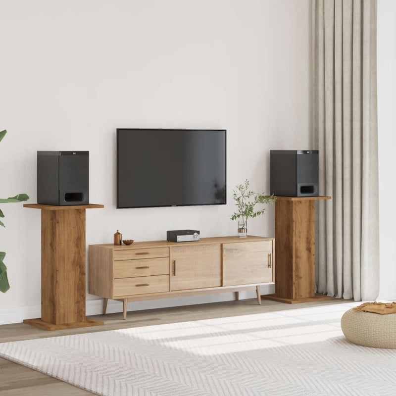 Afbeelding laden in galerijviewer, Vidaxl speakerstandaards 2 st 30x30x80 cm hout artisanaal eikenkleurig
