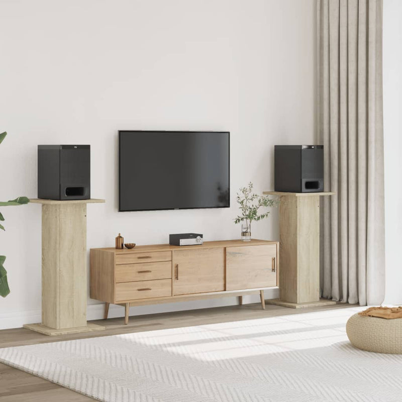 Afbeelding laden in galerijviewer, Vidaxl speakerstandaards 2 st 30x30x95 cm bewerkt hout sonoma eiken
