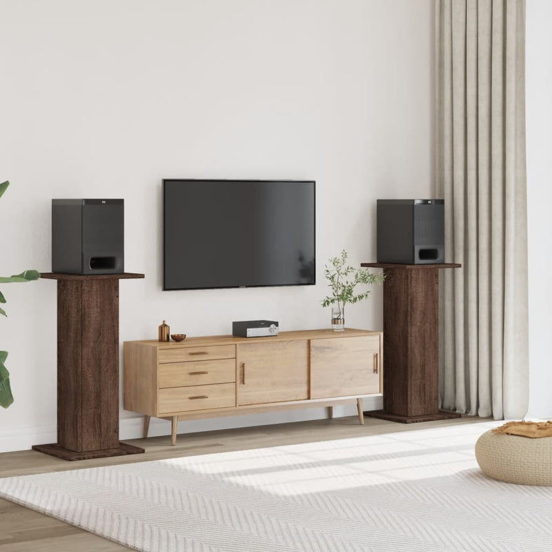 Afbeelding laden in galerijviewer, Vidaxl speakerstandaards 2 st 30x30x95 cm bewerkt hout bruin eiken
