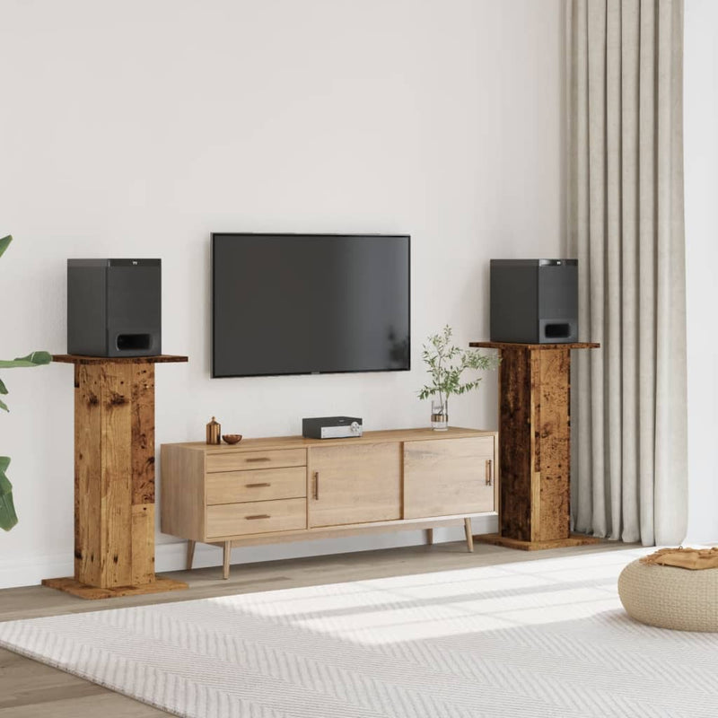 Afbeelding laden in galerijviewer, Vidaxl speakerstandaards 2 st 30x30x95 cm bewerkt hout oud houtkleurig
