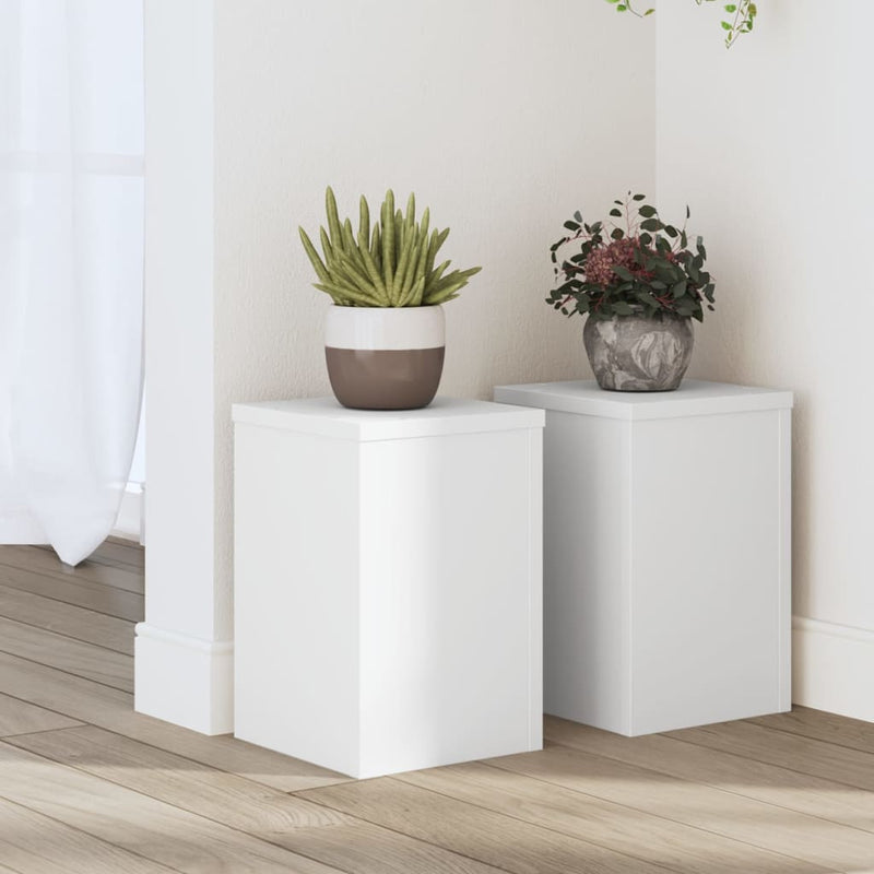 Afbeelding laden in galerijviewer, Vidaxl plantenstandaards 2 st 20x20x30 cm bewerkt hout wit
