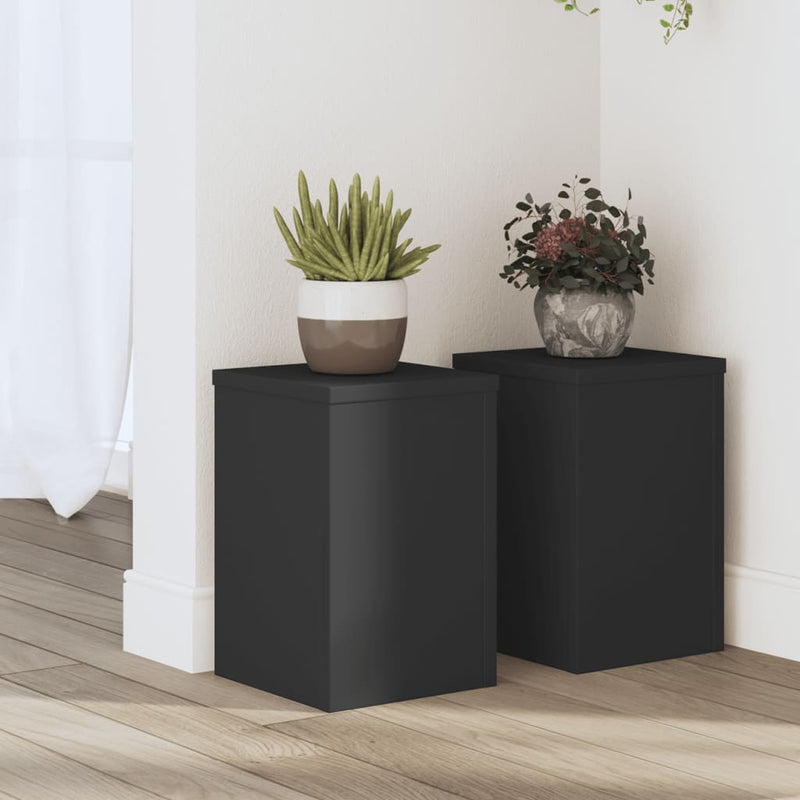 Afbeelding laden in galerijviewer, Vidaxl plantenstandaards 2 st 20x20x30 cm bewerkt hout zwart
