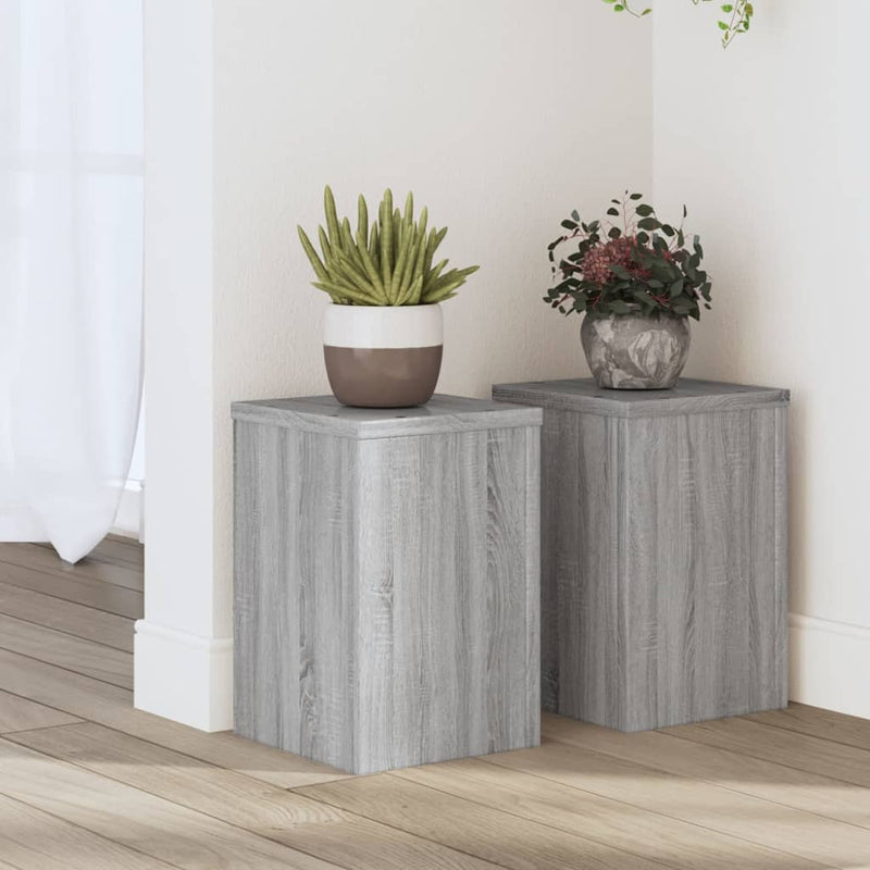 Afbeelding laden in galerijviewer, Vidaxl plantenstandaards 2 st 20x20x30 cm bewerkt hout grijs sonoma
