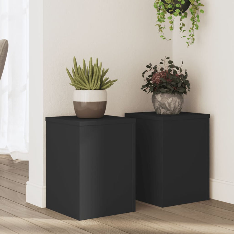 Afbeelding laden in galerijviewer, Vidaxl plantenstandaards 2 st 25x25x35 cm bewerkt hout zwart
