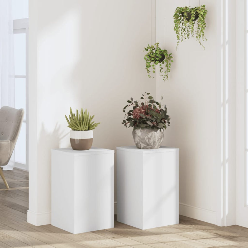 Afbeelding laden in galerijviewer, Vidaxl plantenstandaards 2 st 30x30x50 cm bewerkt hout wit

