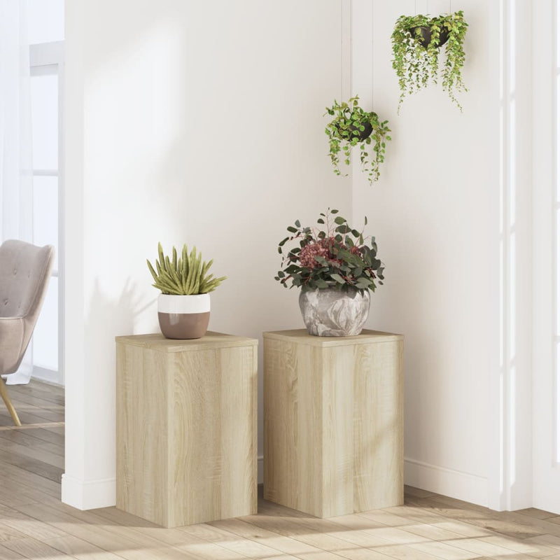 Afbeelding laden in galerijviewer, Vidaxl plantenstandaards 2 st 30x30x50 cm bewerkt hout sonoma eiken
