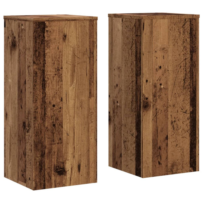 Afbeelding laden in galerijviewer, Vidaxl plantenstandaards 2 st 30x30x70 cm bewerkt hout oud houtkleurig
