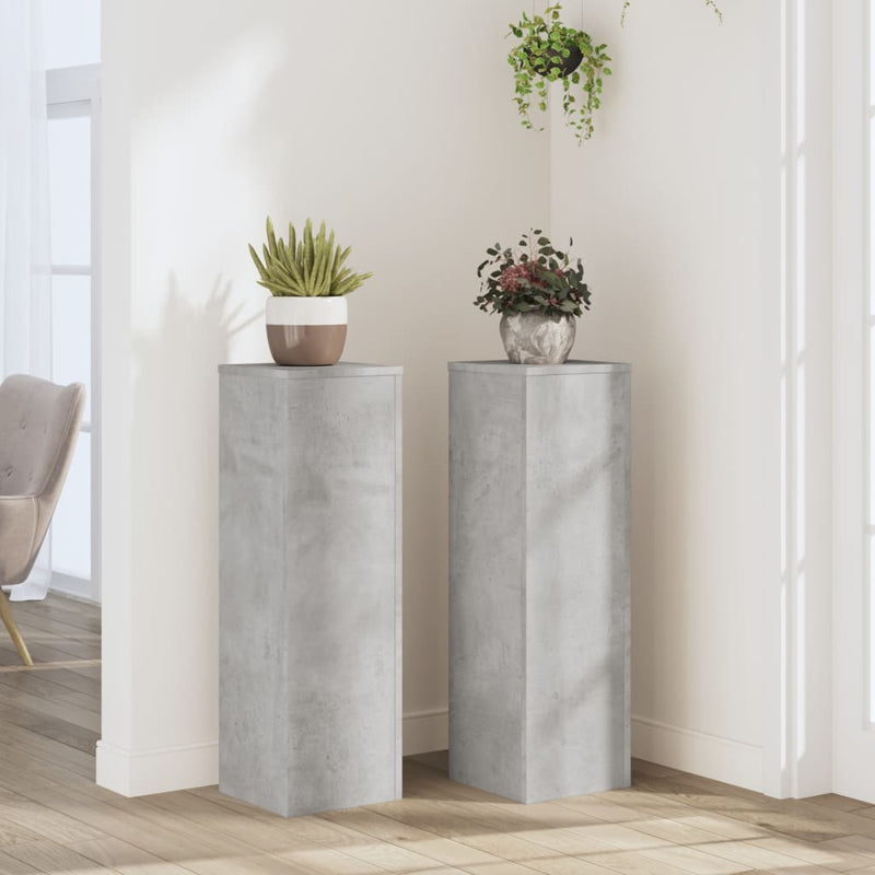 Afbeelding laden in galerijviewer, Vidaxl plantenstandaards 2 st 25x25x80 cm bewerkt hout betongrijs
