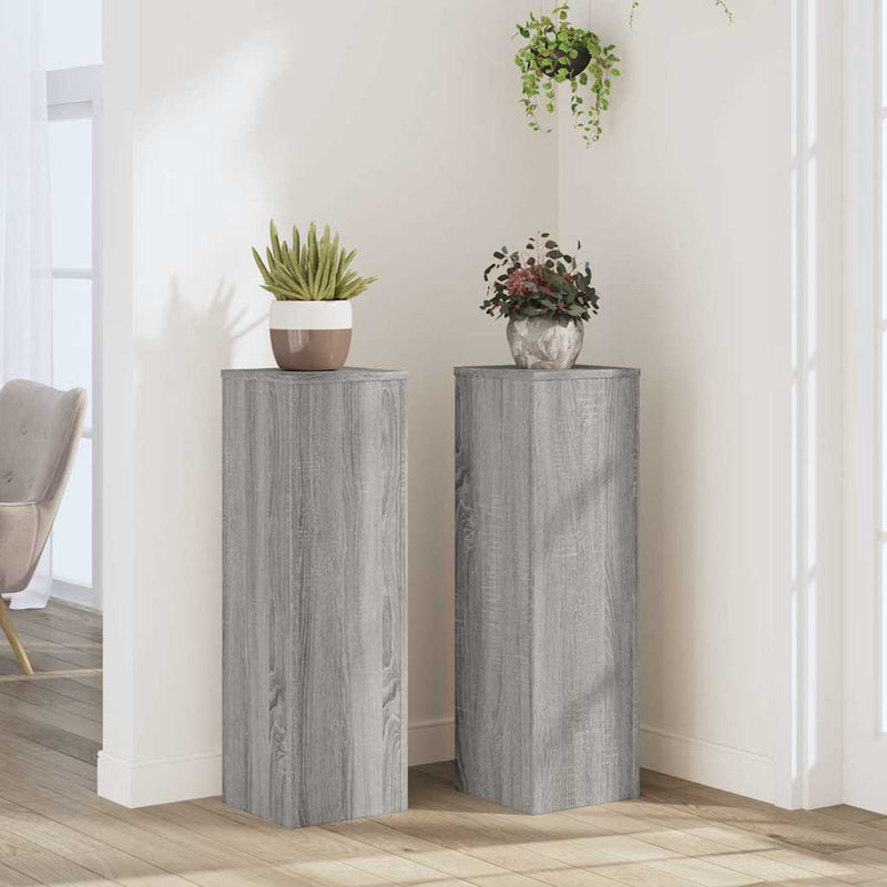 Afbeelding laden in galerijviewer, Vidaxl plantenstandaards 2 st 25x25x80 cm bewerkt hout grijs sonoma
