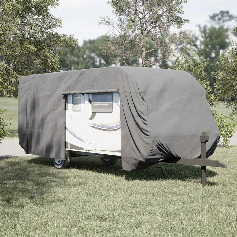 Afbeelding laden in galerijviewer, Vidaxl caravanhoes 732x250x220 cm vliesvlies grijs

