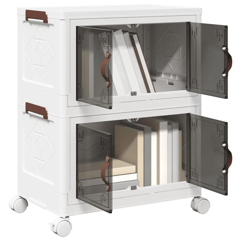 Afbeelding laden in galerijviewer, Vidaxl opbergbox stapelbaar met wielen 2-laags 28 l 48,5x29,5x59,5 cm
