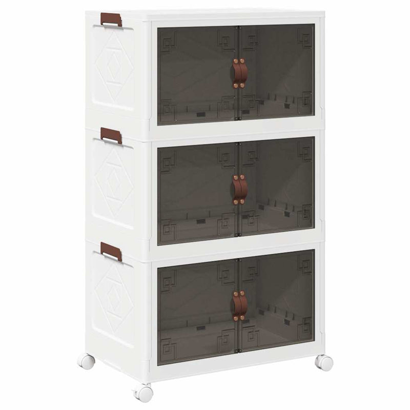 Afbeelding laden in galerijviewer, Vidaxl opbergbox stapelbaar met wielen 3-laags 75 l 64x39,5x110,5 cm
