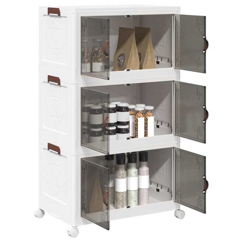 Afbeelding laden in galerijviewer, Vidaxl opbergbox stapelbaar met wielen 3-laags 75 l 64x39,5x110,5 cm
