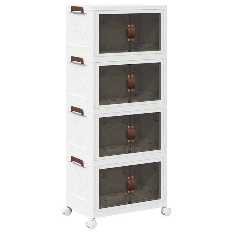 Afbeelding laden in galerijviewer, Vidaxl opbergbox stapelbaar met wielen 4-laags 28 l 48x29,5x112,5 cm
