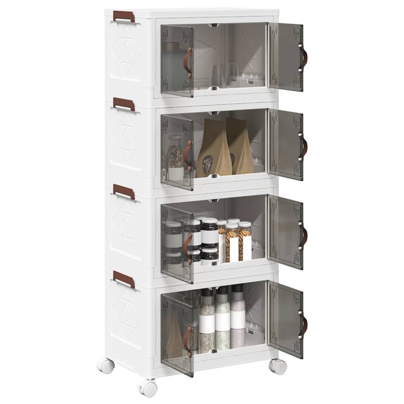 Afbeelding laden in galerijviewer, Vidaxl opbergbox stapelbaar met wielen 4-laags 28 l 48x29,5x112,5 cm
