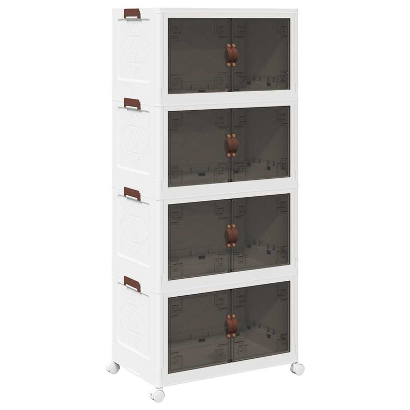 Afbeelding laden in galerijviewer, Vidaxl opbergbox stapelbaar met wielen 4-laags 75 l 64x40x141,5 cm
