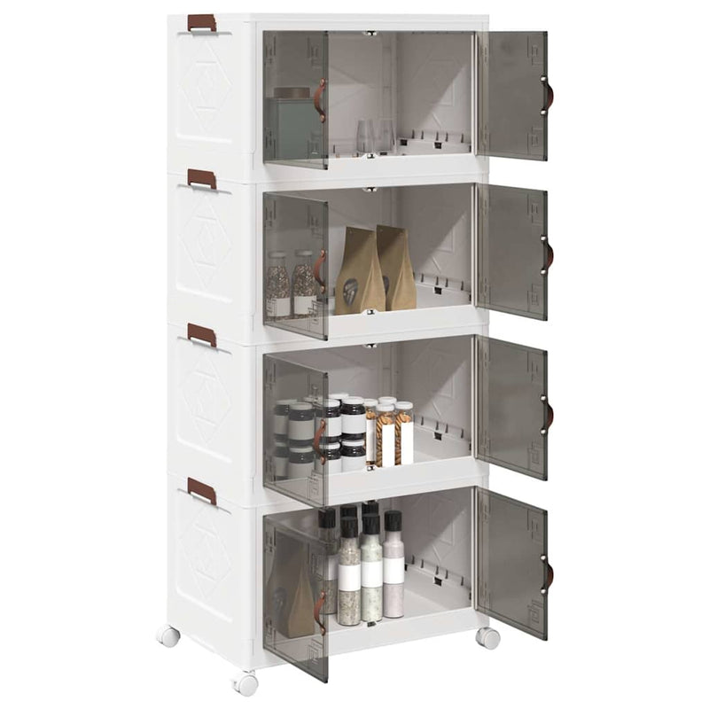 Afbeelding laden in galerijviewer, Vidaxl opbergbox stapelbaar met wielen 4-laags 75 l 64x40x141,5 cm

