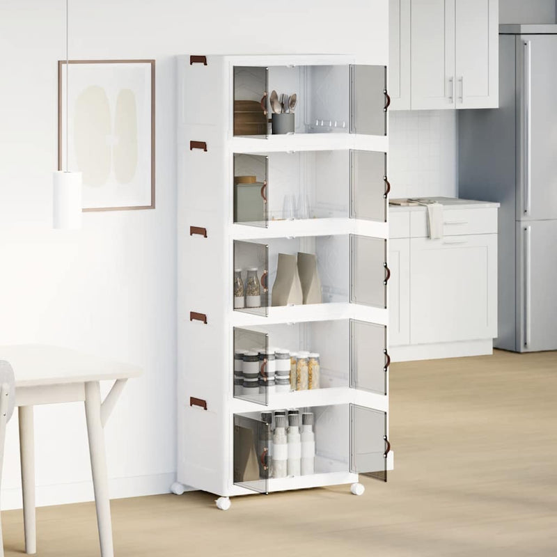 Afbeelding laden in galerijviewer, Vidaxl opbergbox stapelbaar met wielen 5-laags 75 l 64x40x179 cm
