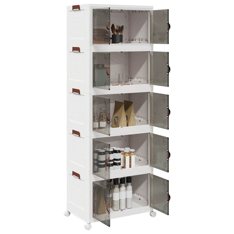 Afbeelding laden in galerijviewer, Vidaxl opbergbox stapelbaar met wielen 5-laags 75 l 64x40x179 cm
