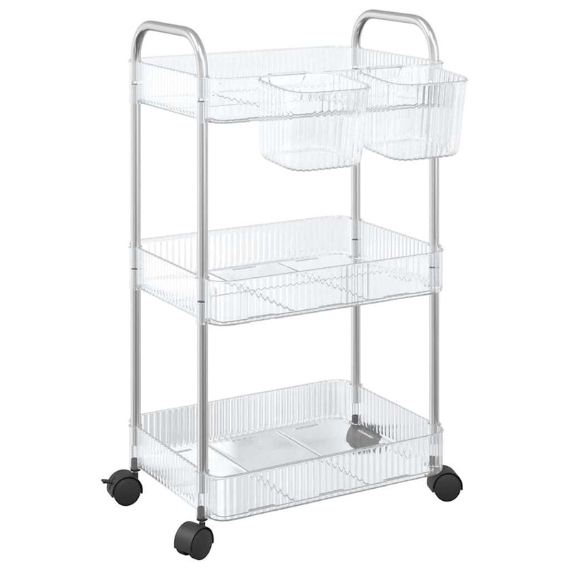 Afbeelding laden in galerijviewer, Vidaxl opbergtrolley 3-laags 37x28x68 cm acryl transparant

