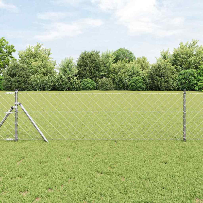 Afbeelding laden in galerijviewer, Vidaxl afrasteringspaal zilver 10 x 0,8 m (60 x 60 mm gaas) staal
