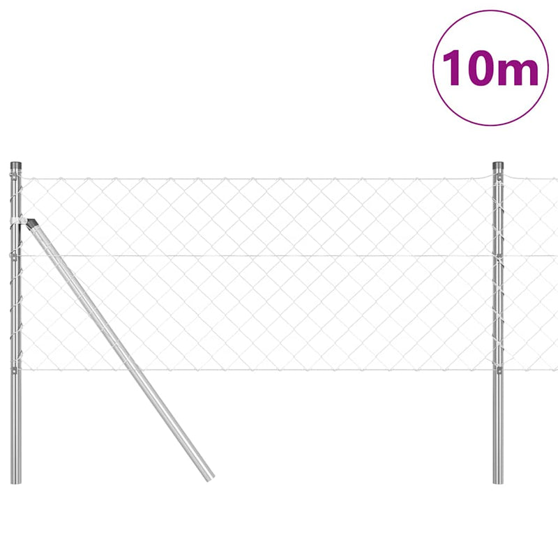 Afbeelding laden in galerijviewer, Vidaxl afrasteringspaal zilver 10 x 0,8 m (60 x 60 mm gaas) staal
