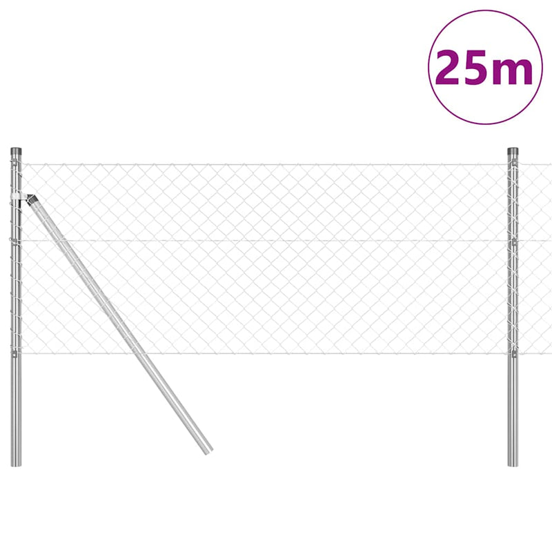 Afbeelding laden in galerijviewer, Vidaxl afrasteringspaal zilver 25 x 0,4 m (40 x 40 mm gaas) staal
